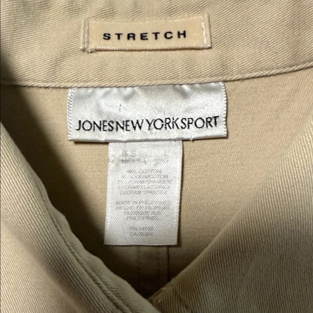 Jones New York Sport Stretch Stylish Khaki Utility Jacket for Women Cotton Large